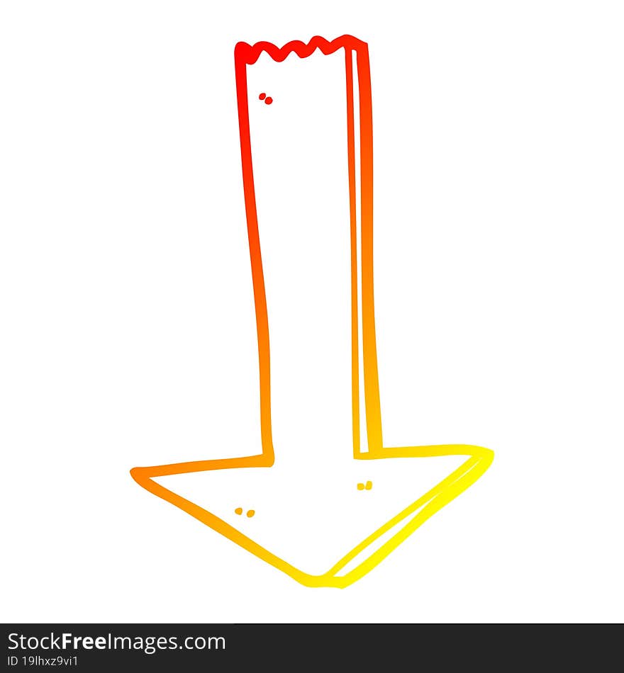 warm gradient line drawing cartoon pointing arrow