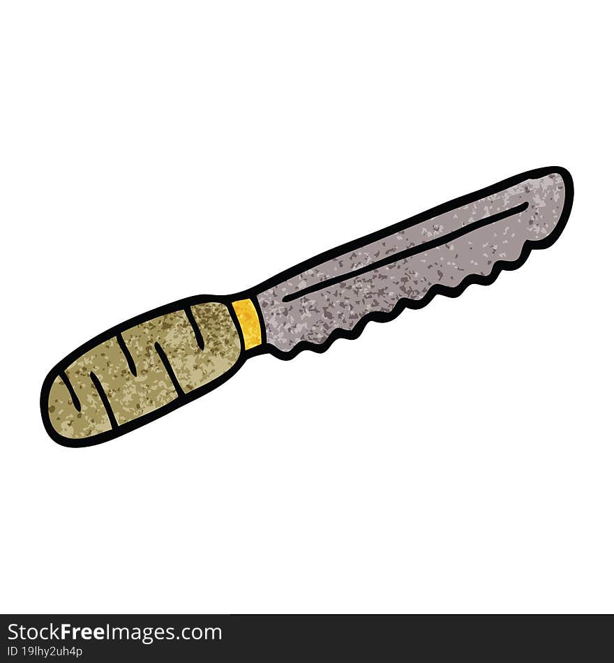 cartoon doodle bread knife