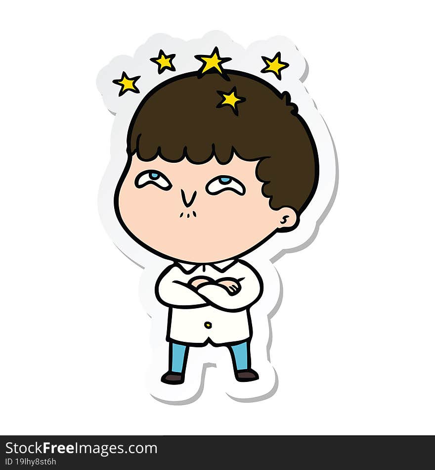 Sticker Of A Cartoon Amazed Boy