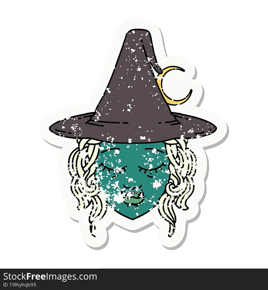 Retro Tattoo Style half orc witch character face. Retro Tattoo Style half orc witch character face