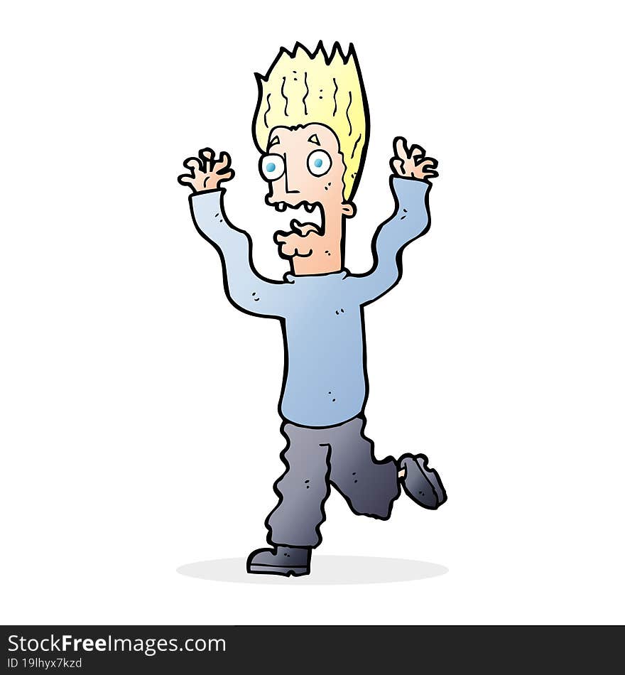 Cartoon Terrified Man