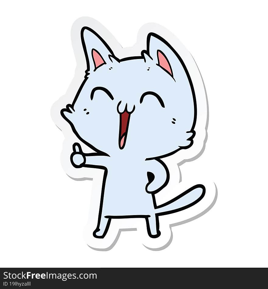 sticker of a happy cartoon cat