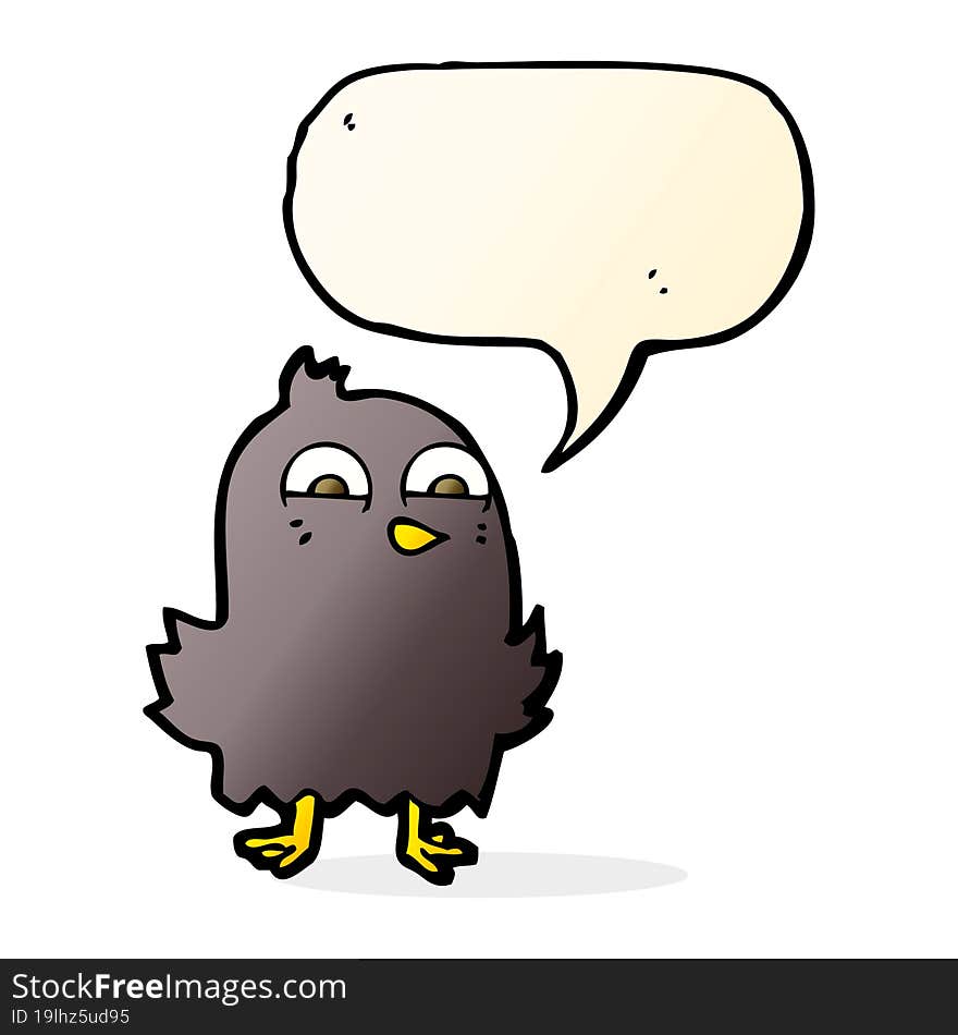 funny cartoon bird with speech bubble