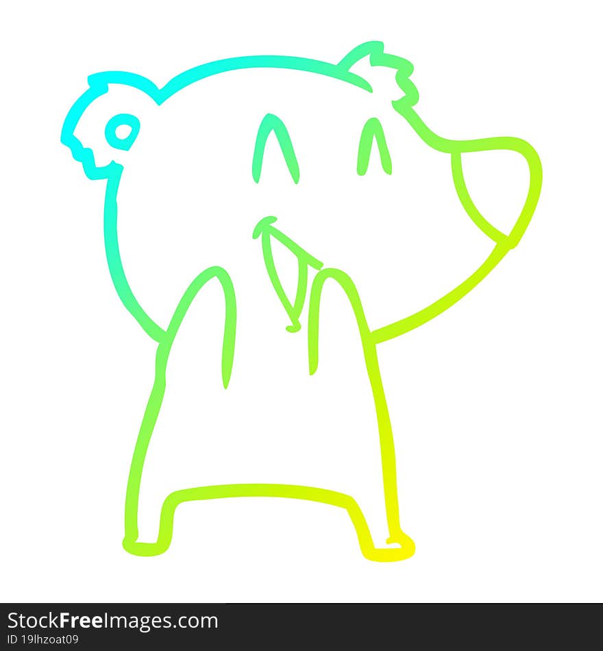 cold gradient line drawing laughing polar bear cartoon