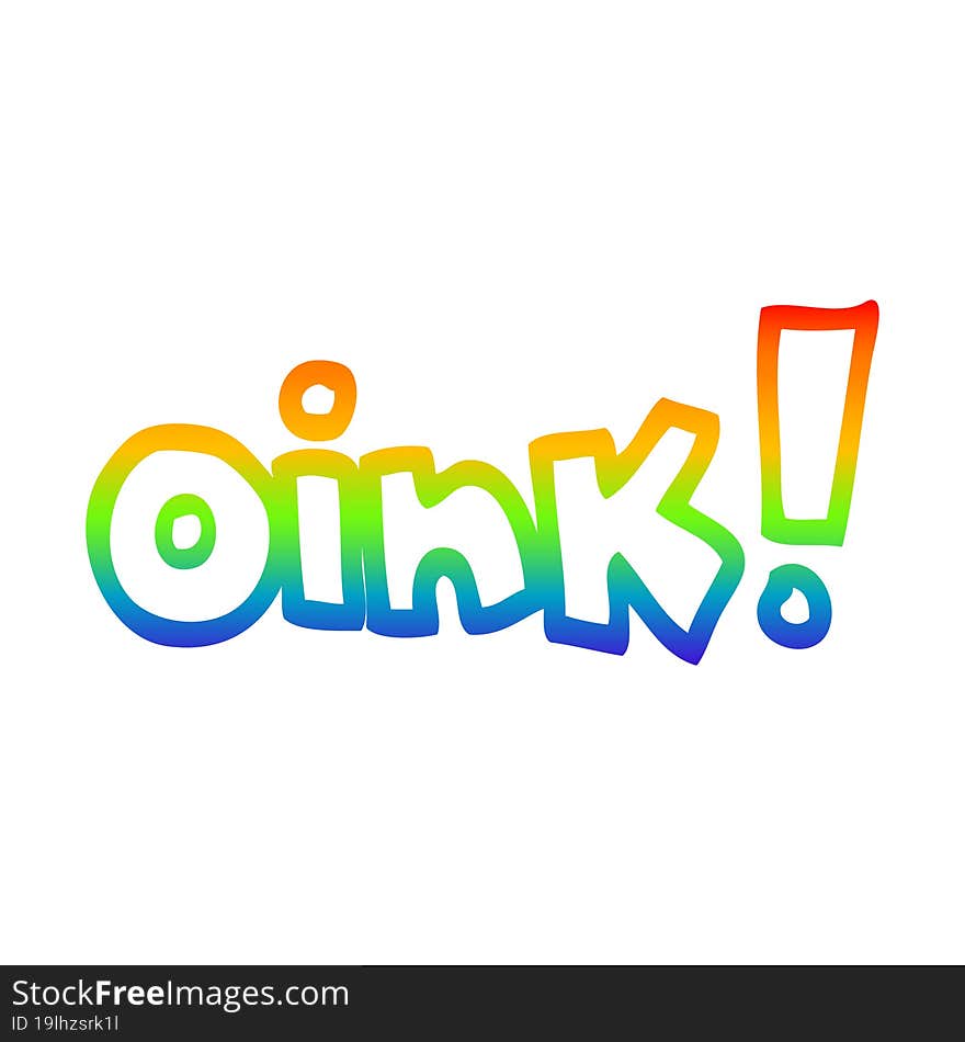 rainbow gradient line drawing cartoon word oink