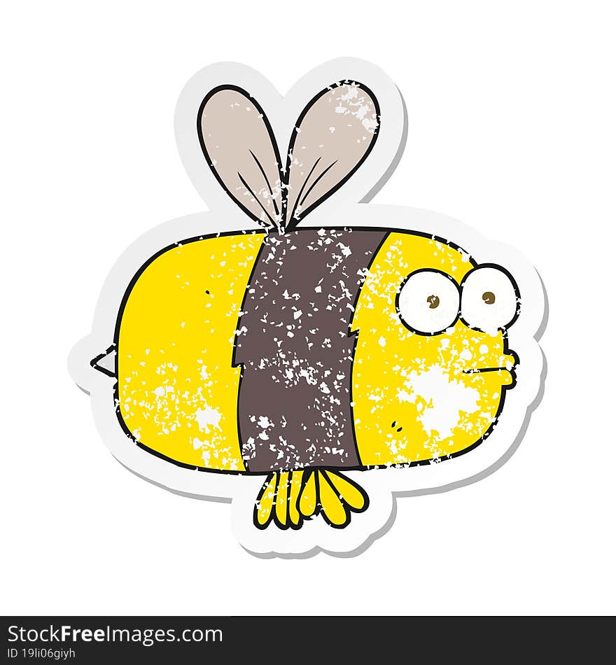 retro distressed sticker of a cartoon bee