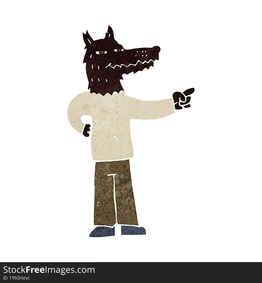 cartoon pointing wolf man