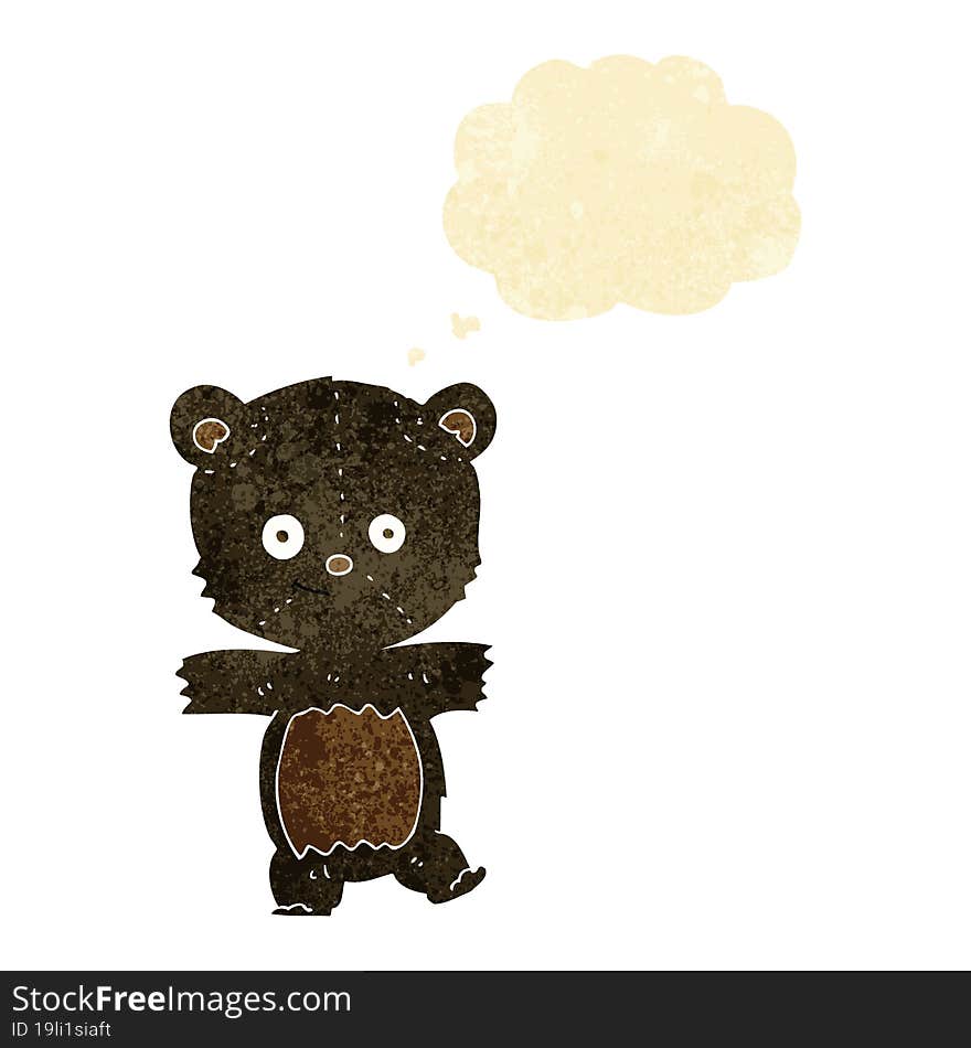 cartoon cute black bear with thought bubble