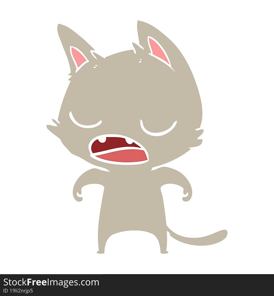 talking cat flat color style cartoon