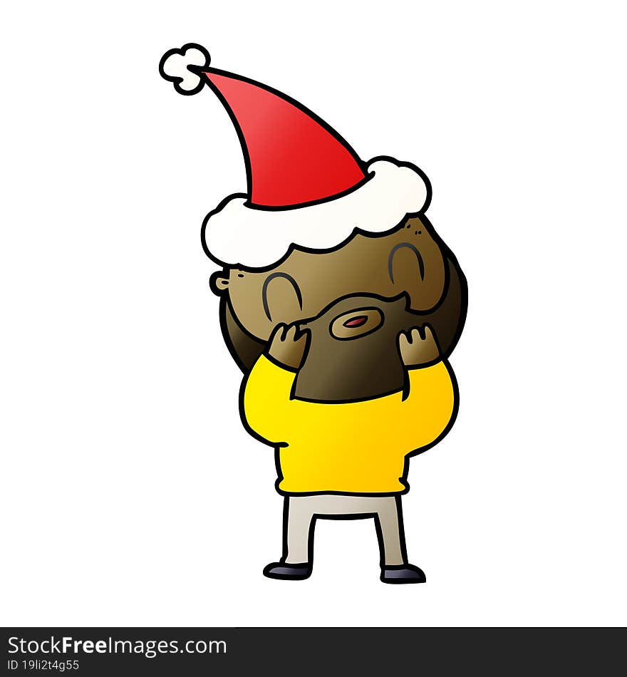 gradient cartoon of a bearded man wearing santa hat