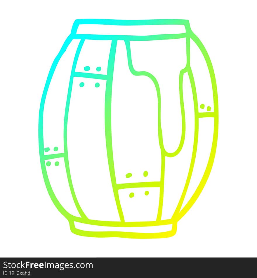 cold gradient line drawing cartoon beer barrel