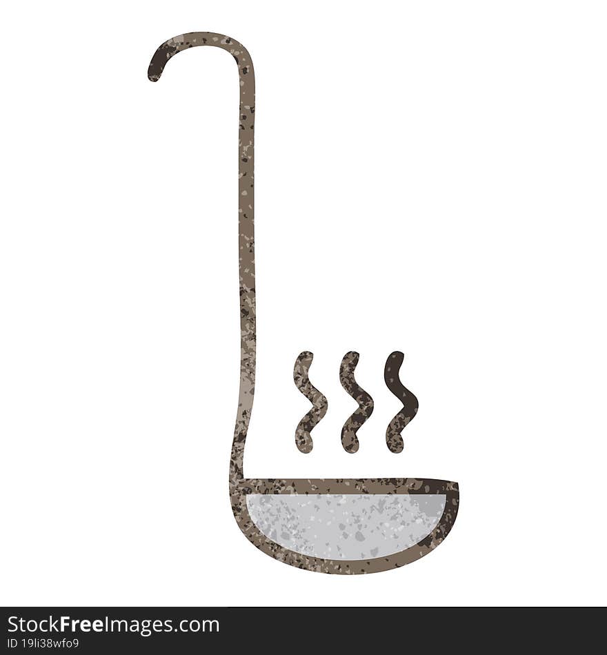 retro grunge texture cartoon of a kitchen ladle