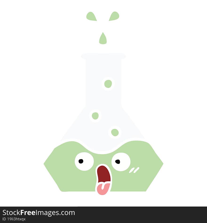 flat color retro cartoon science beaker