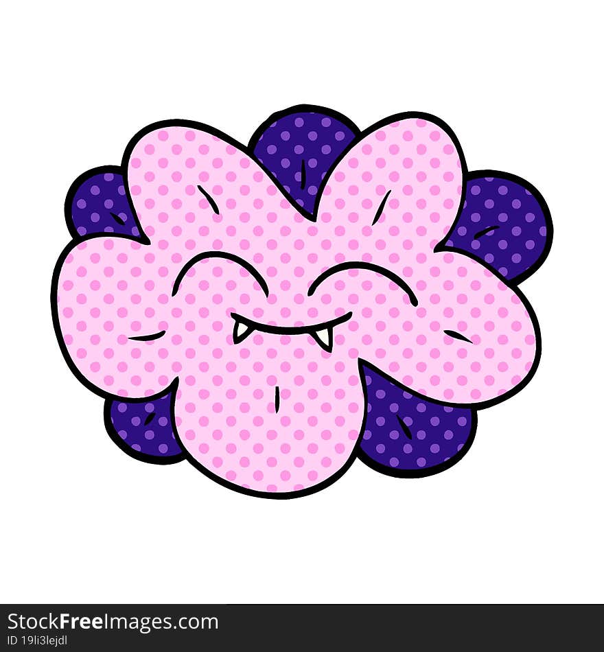 cartoon doodle flower with fangs