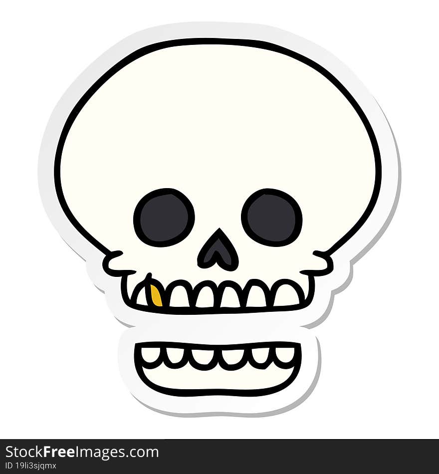 sticker cartoon doodle of a skull head