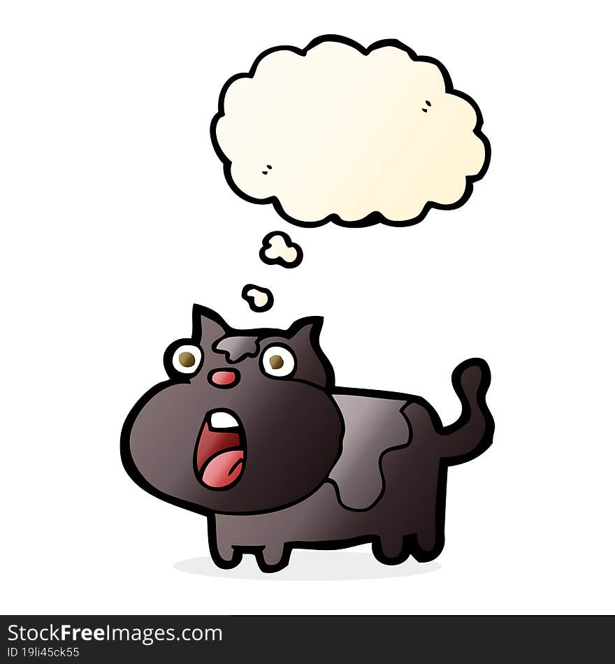 Cartoon Shocked Cat With Thought Bubble