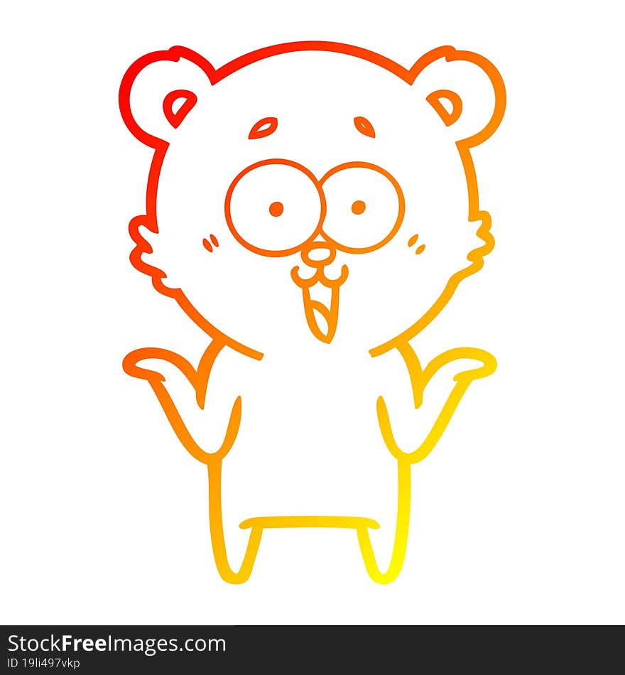 warm gradient line drawing of a laughing teddy  bear cartoon