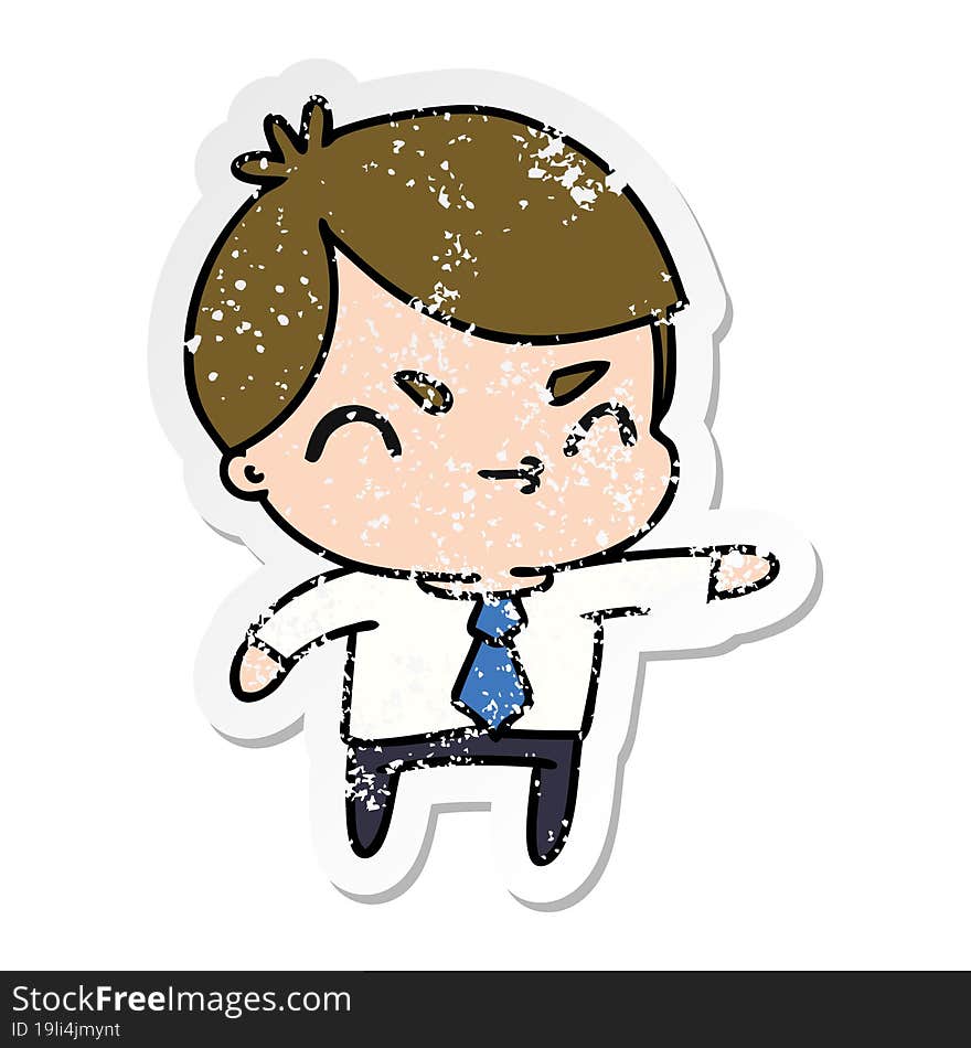 Distressed Sticker Cartoon Of A Kawaii Cute Boy