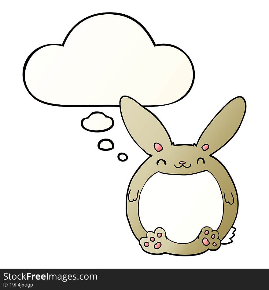 Cartoon Rabbit And Thought Bubble In Smooth Gradient Style