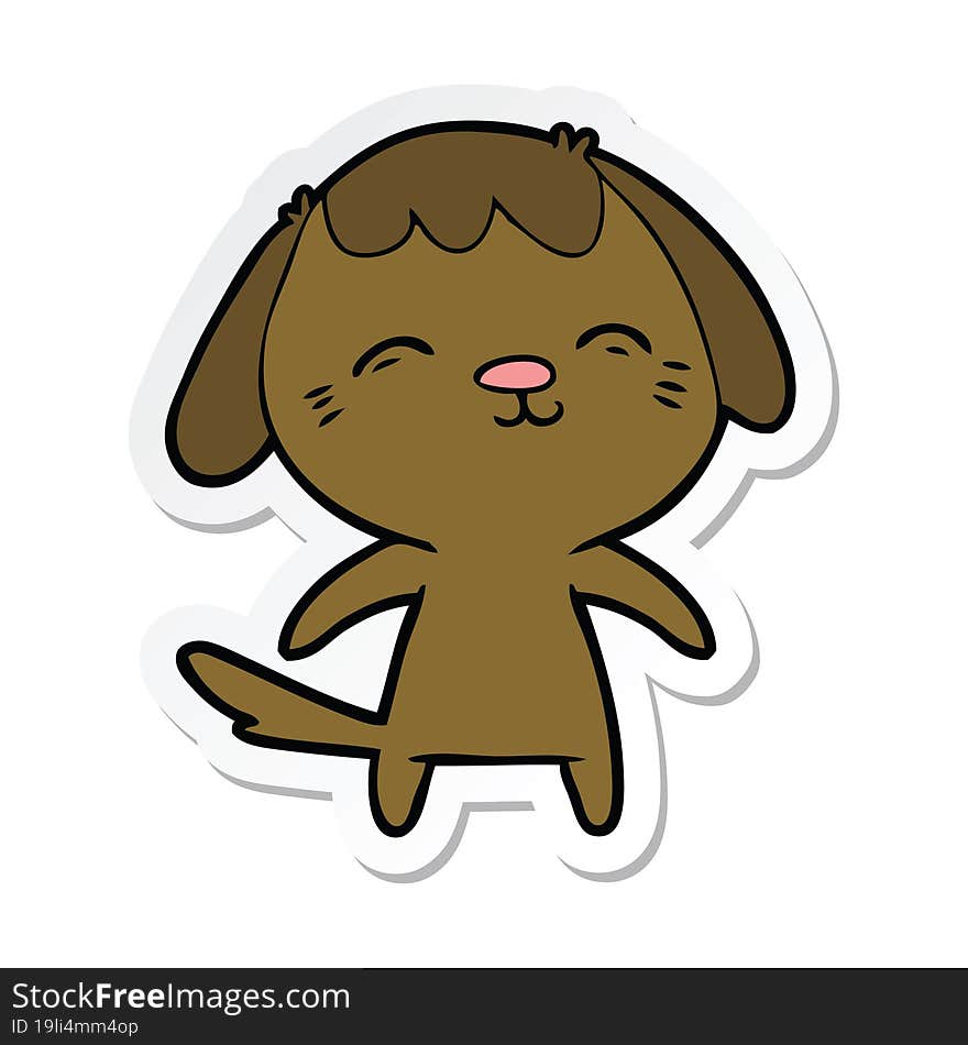 Sticker Of A Happy Cartoon Dog