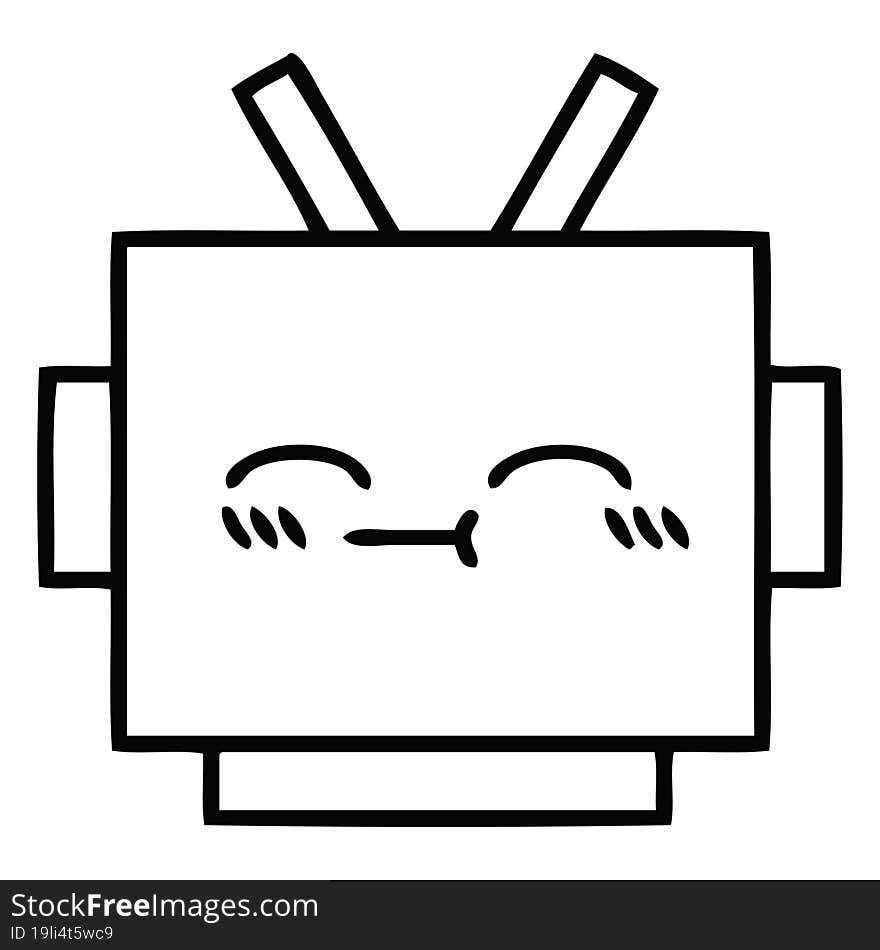 line drawing cartoon robot head