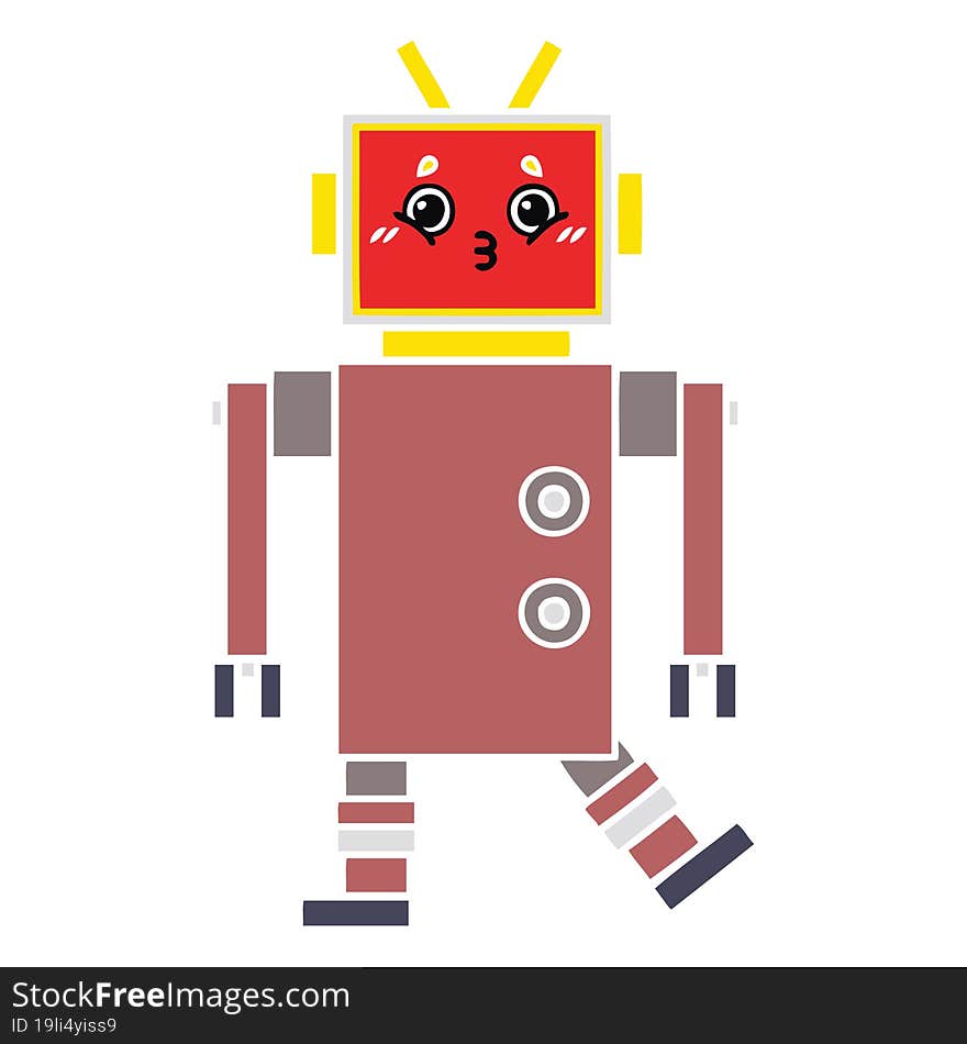 flat color retro cartoon of a robot