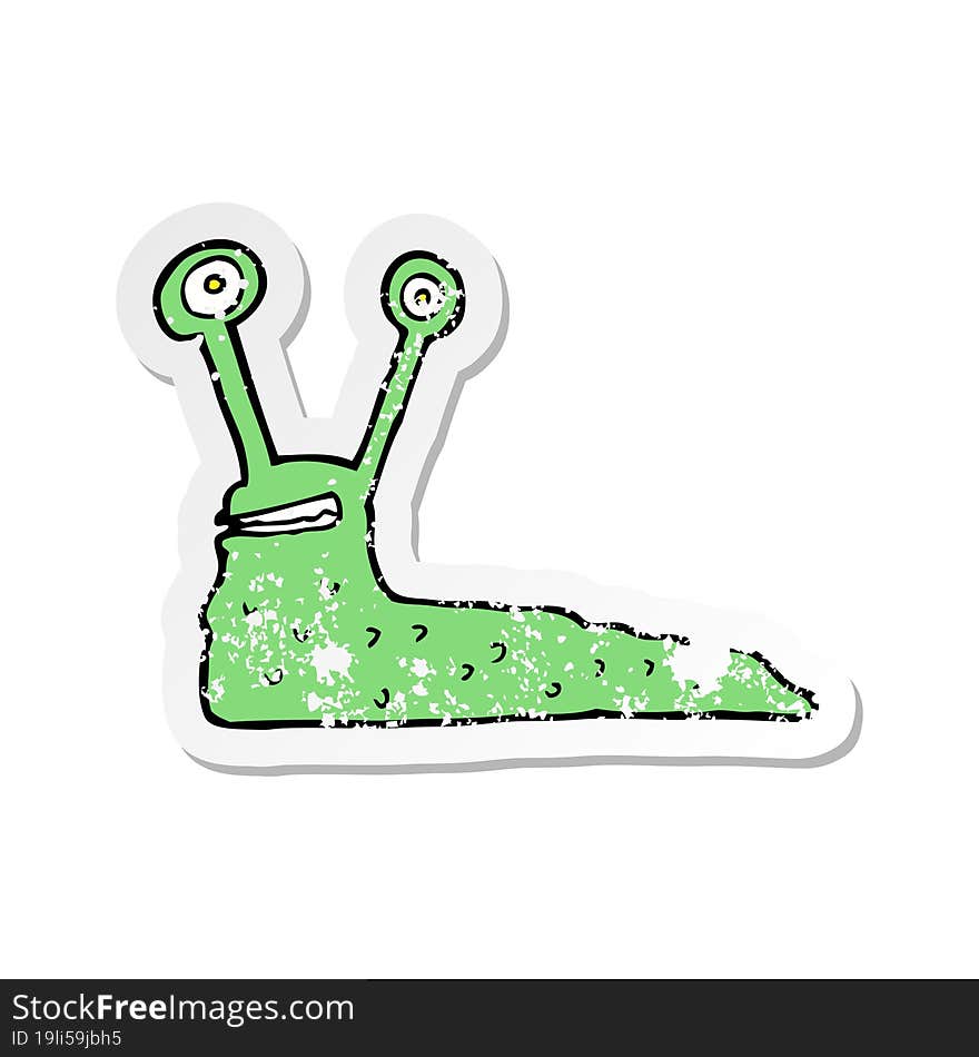 Retro Distressed Sticker Of A Cartoon Slug