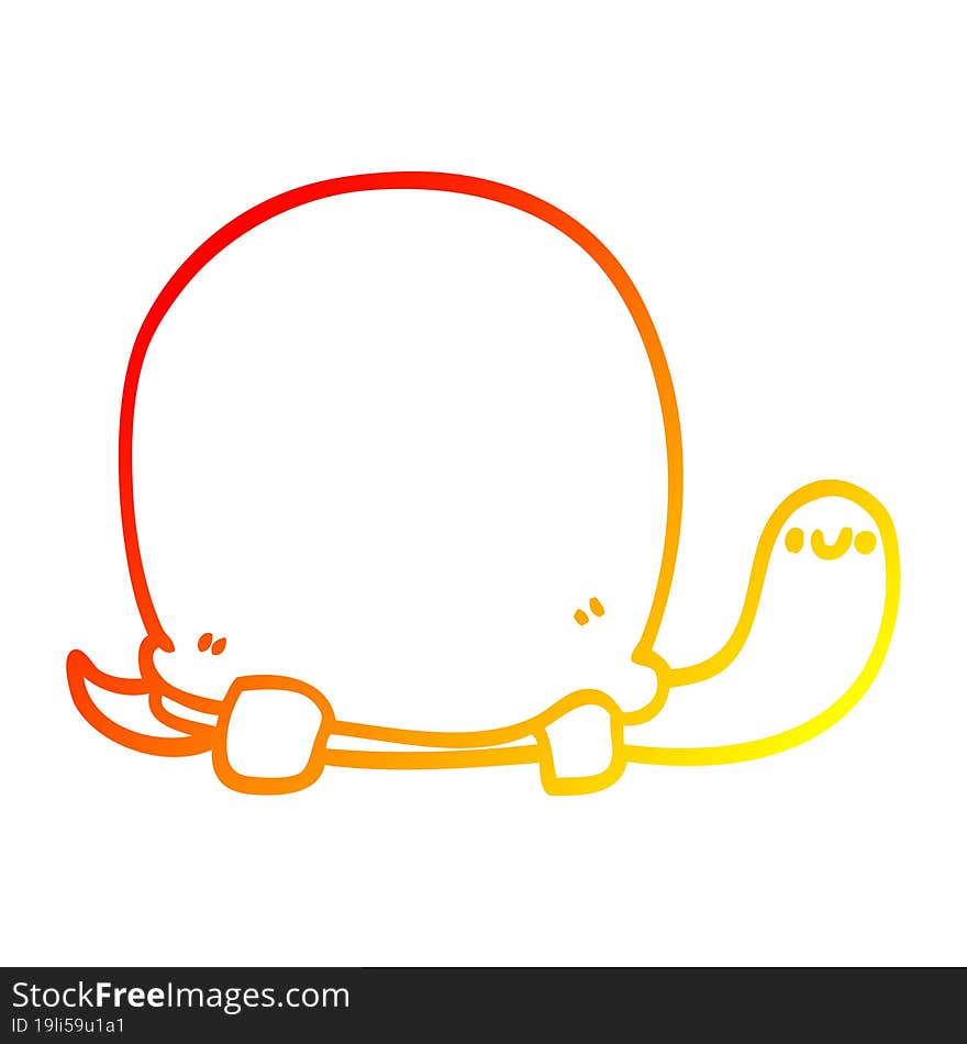 warm gradient line drawing of a cute cartoon tortoise