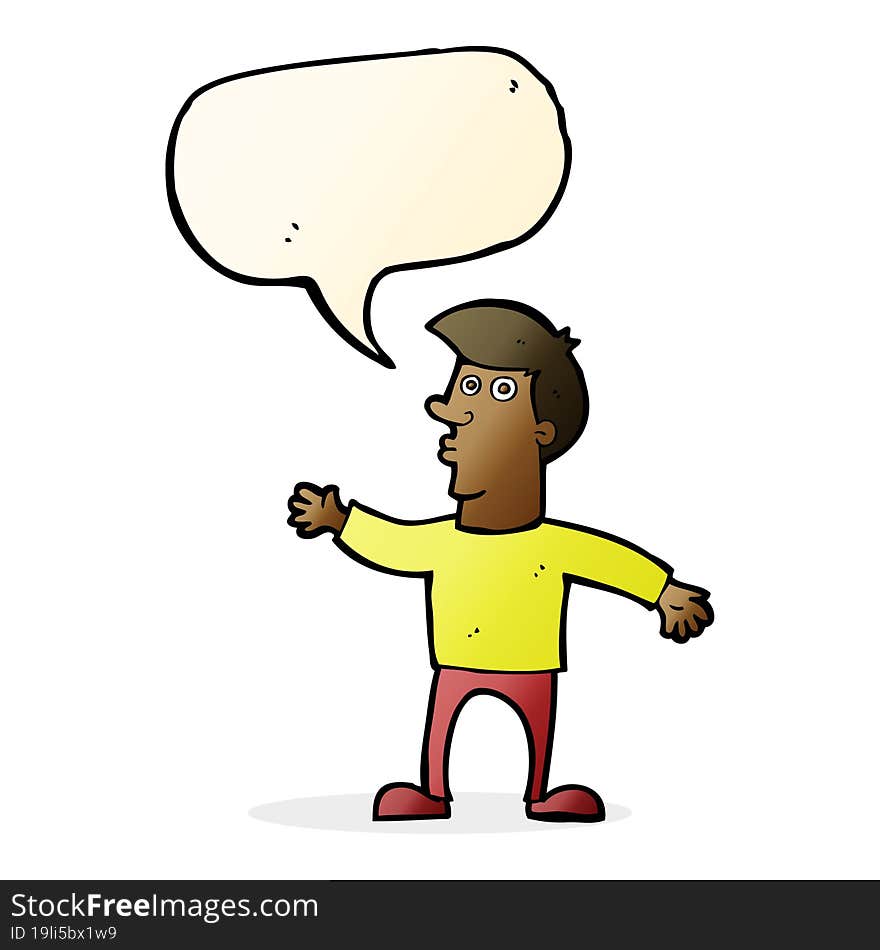 cartoon worried man with speech bubble