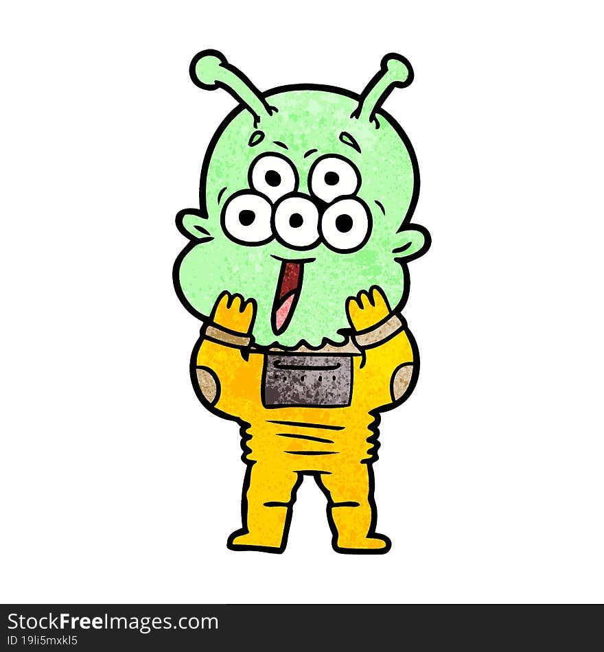 happy cartoon alien. happy cartoon alien