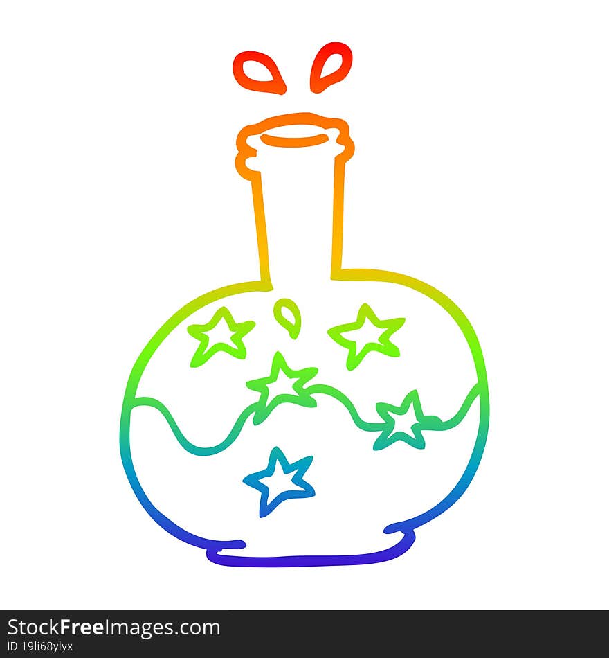 rainbow gradient line drawing cartoon magic potion