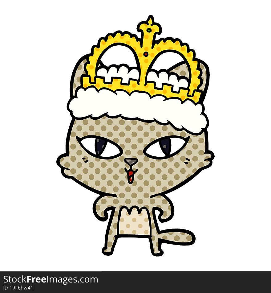 cartoon cat wearing crown. cartoon cat wearing crown