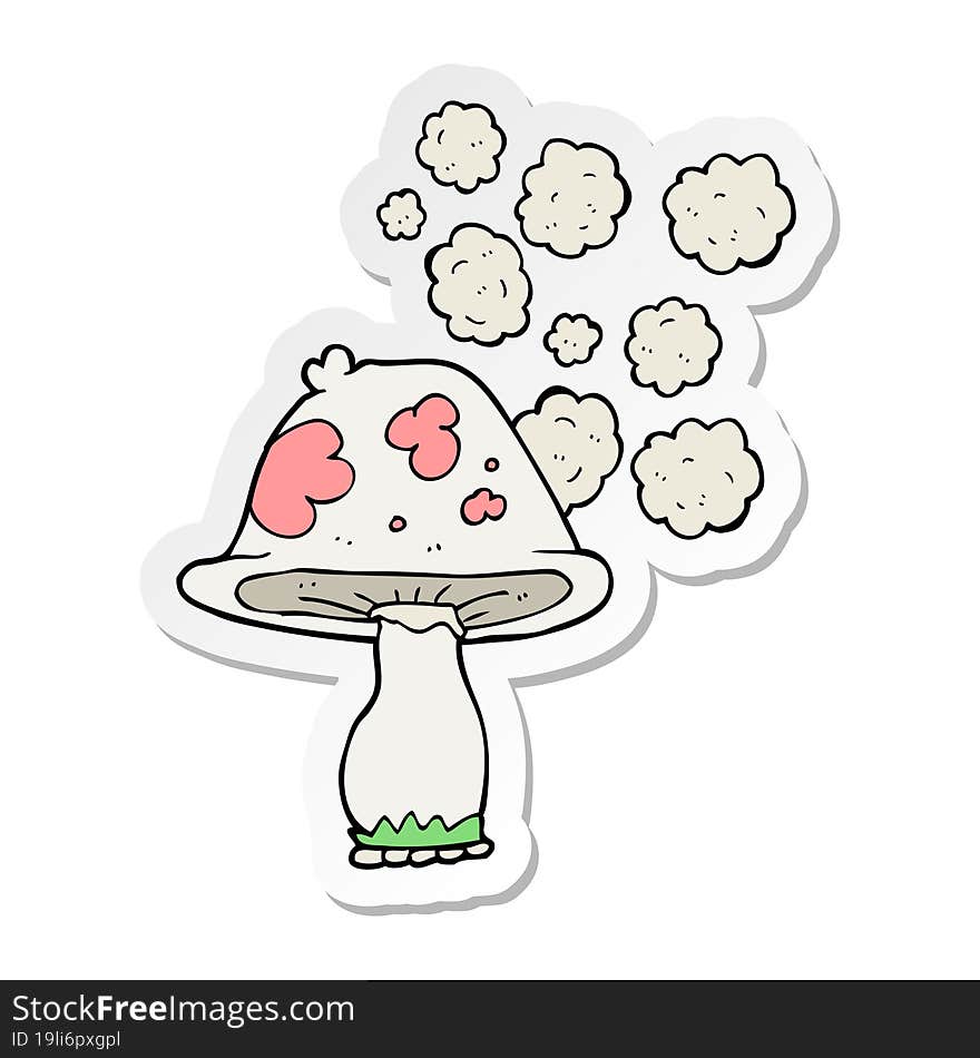 sticker of a cartoon mushroom