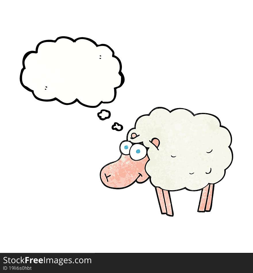 Funny Thought Bubble Textured Cartoon Sheep