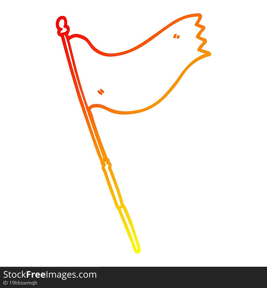 Warm Gradient Line Drawing Cartoon Waving Flag