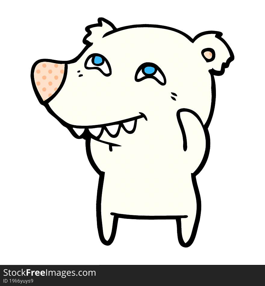 cartoon polar bear showing teeth. cartoon polar bear showing teeth