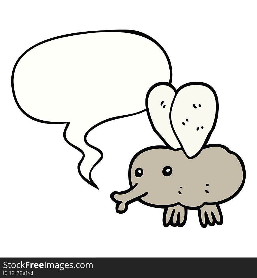 Cartoon Fly And Speech Bubble