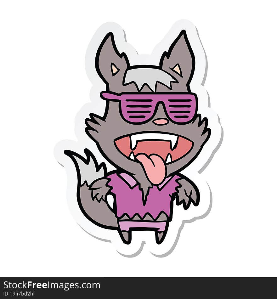 sticker of a cartoon super cool werewolf