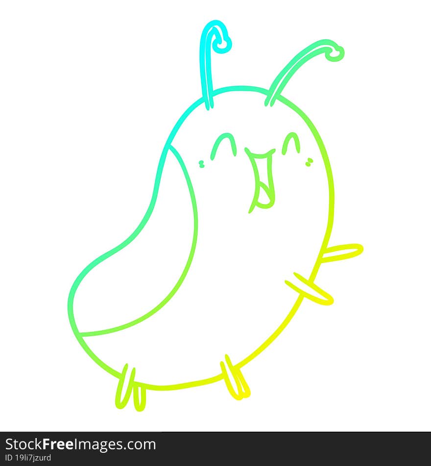 cold gradient line drawing cartoon happy bug