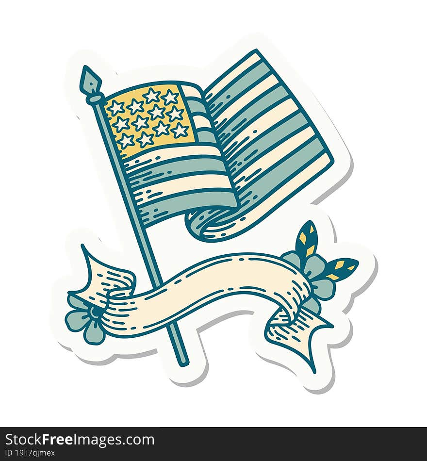 Tattoo Sticker With Banner Of The American Flag