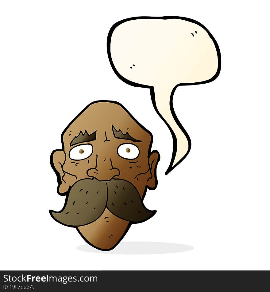 Cartoon Sad Old Man With Speech Bubble