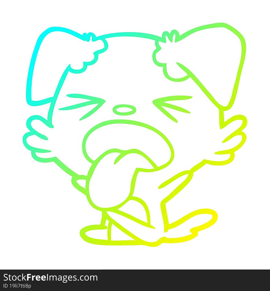 cold gradient line drawing of a cartoon dog throwing tantrum