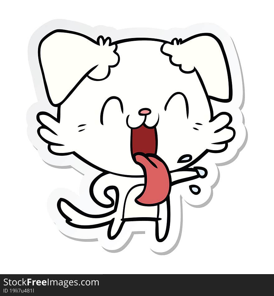 Sticker Of A Cartoon Panting Dog