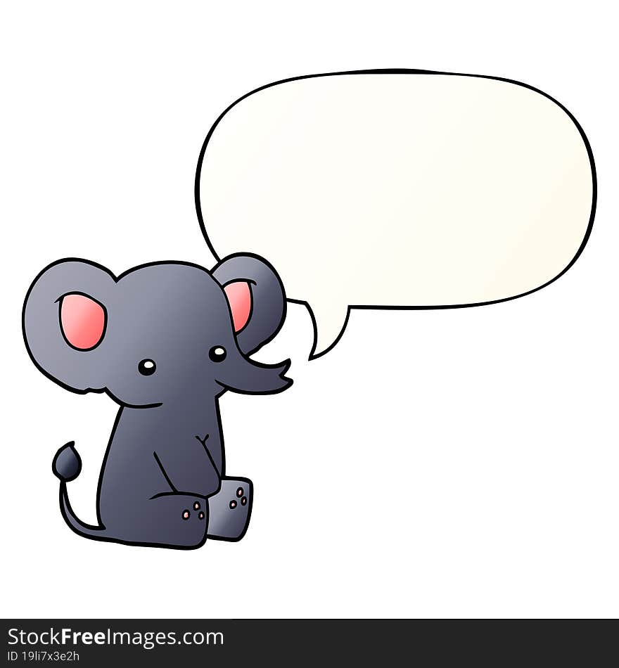 cartoon elephant and speech bubble in smooth gradient style