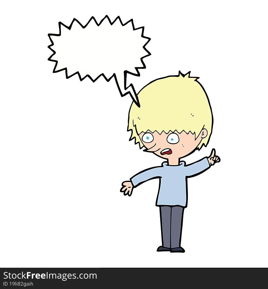 cartoon boy with question with speech bubble