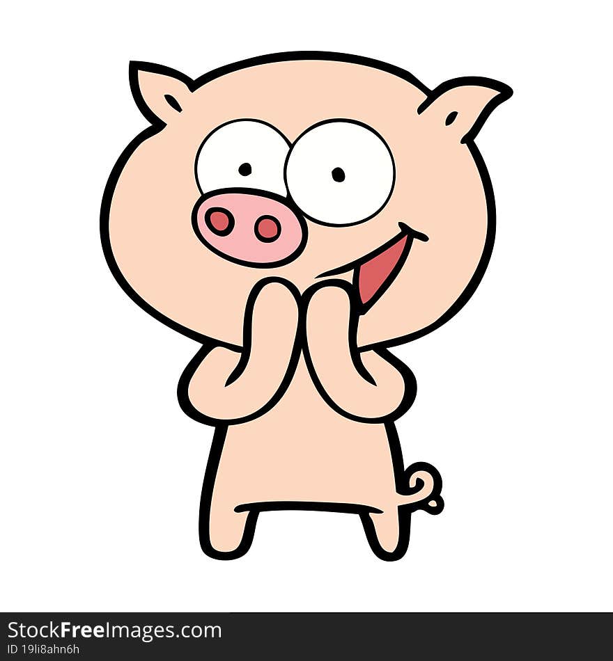 cheerful pig cartoon. cheerful pig cartoon