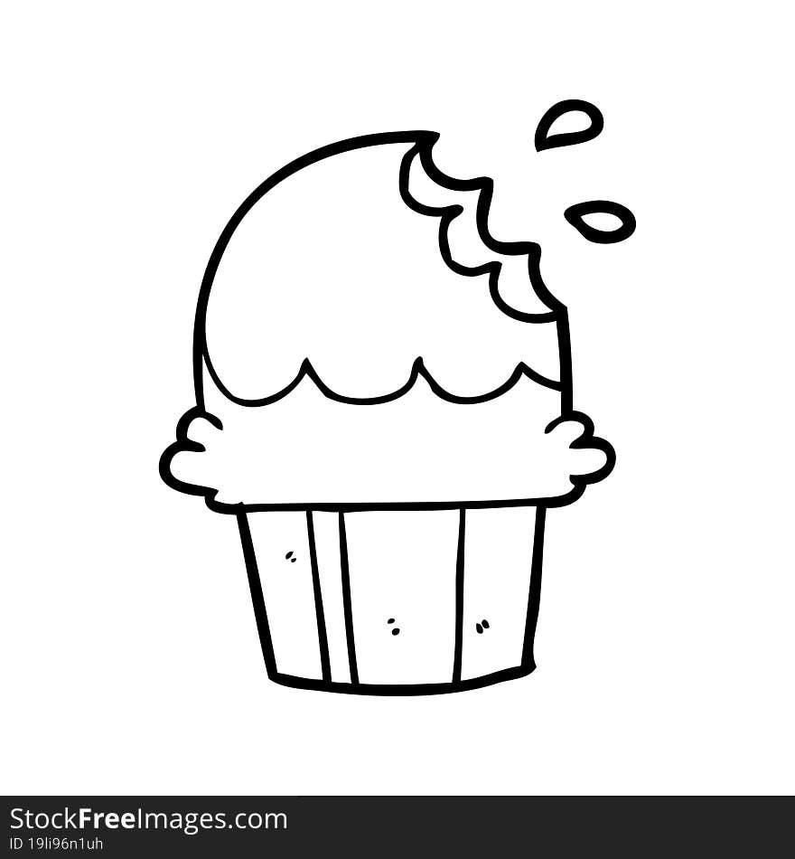 line drawing of a chocolate cupcake. line drawing of a chocolate cupcake