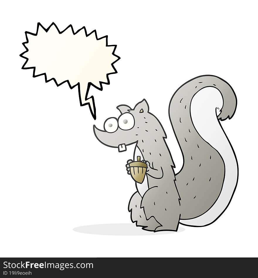 speech bubble cartoon squirrel with nut