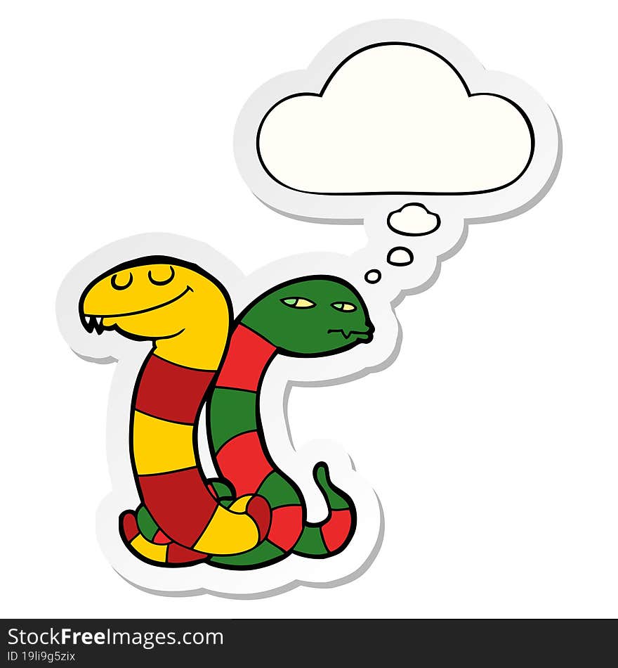 cartoon snakes and thought bubble as a printed sticker