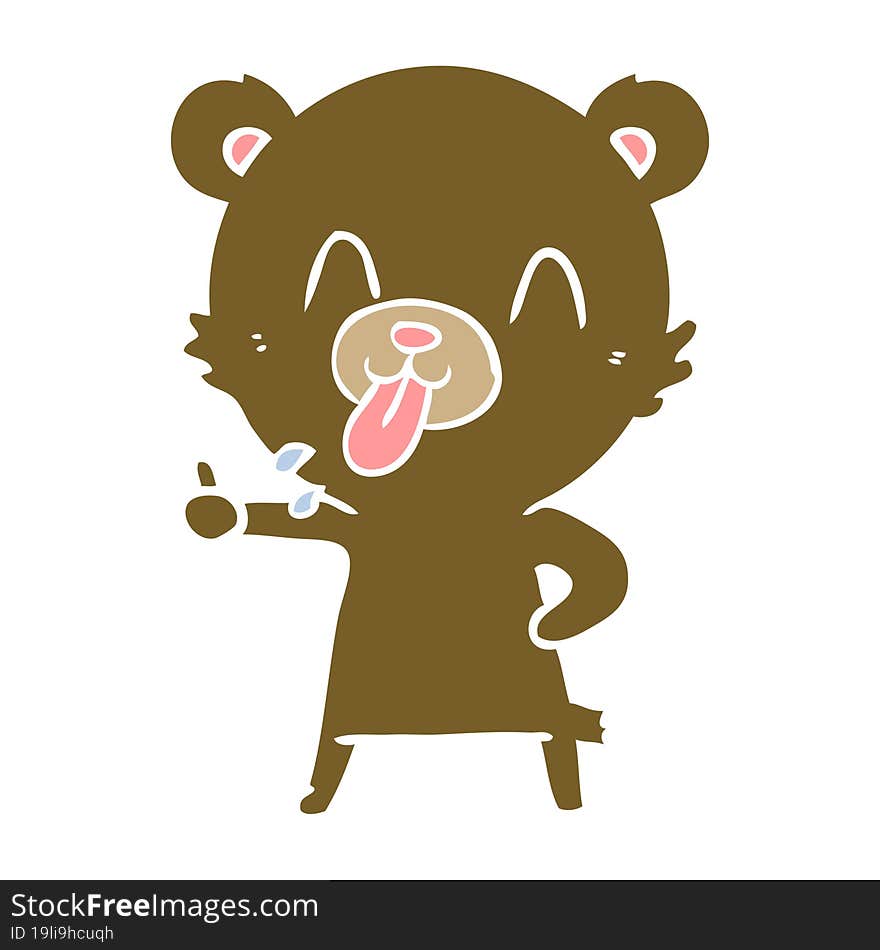 rude flat color style cartoon bear